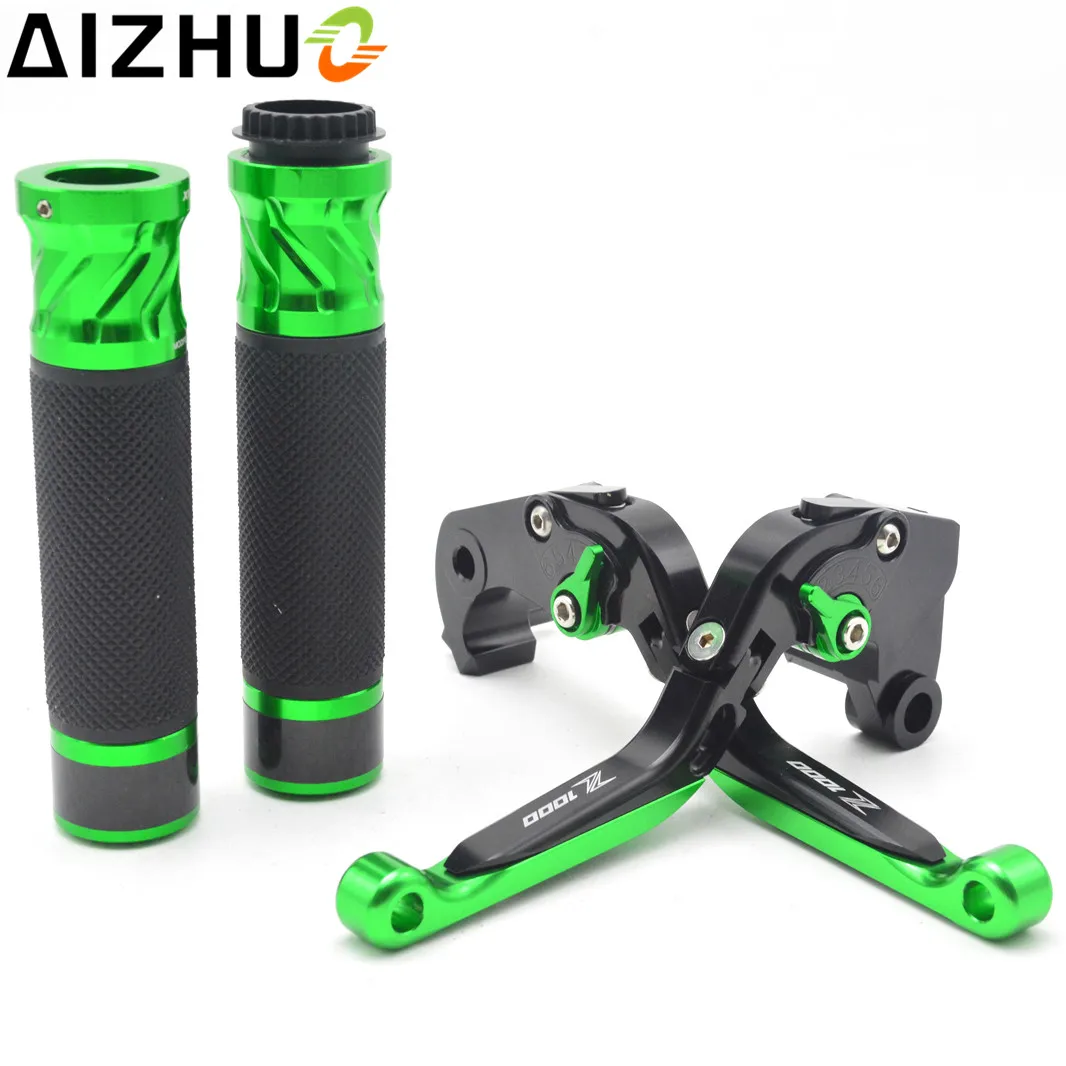 Motorcycle Clutch Brake Lever Handlebar Grips Adjustable CNC Aluminum Levers With Z1000 LOGO For Kawasaki Z1000 Z 1000 2007-2016