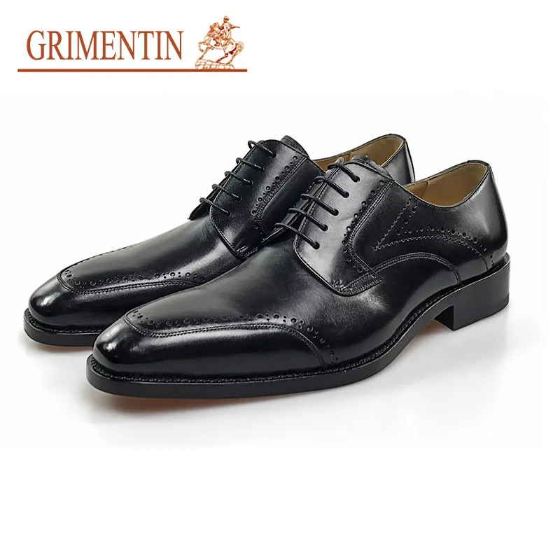 

GRIMENTIN brand handmade business shoes men genuine leather lace up black brown formal shoes oxford shoes