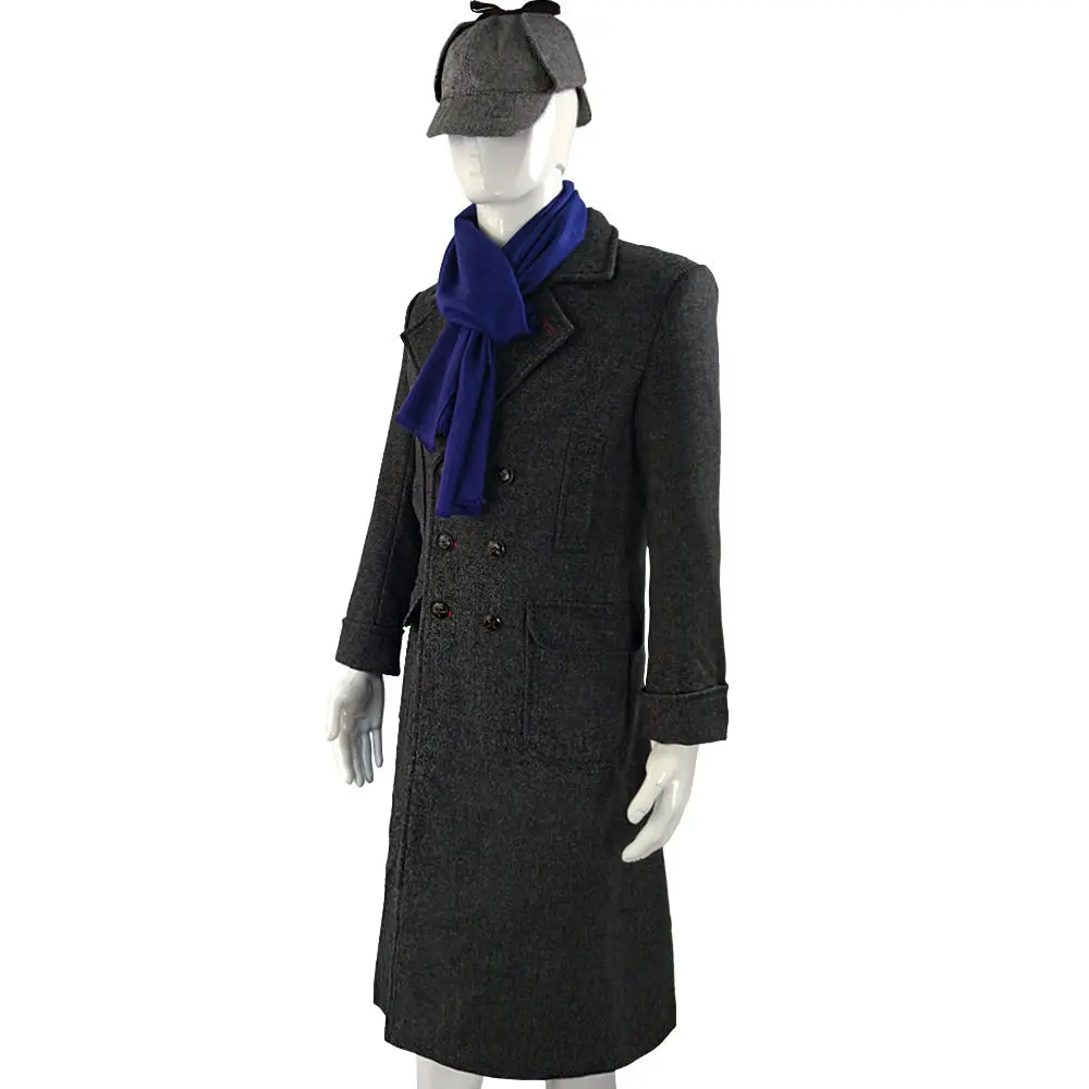 Sherlock Holmes Cosplay Costume Jacket Men's Cape Men Long Trench Slim Fit Overcoat Male Jackets Fashion Wool Trench Outerwear (5)