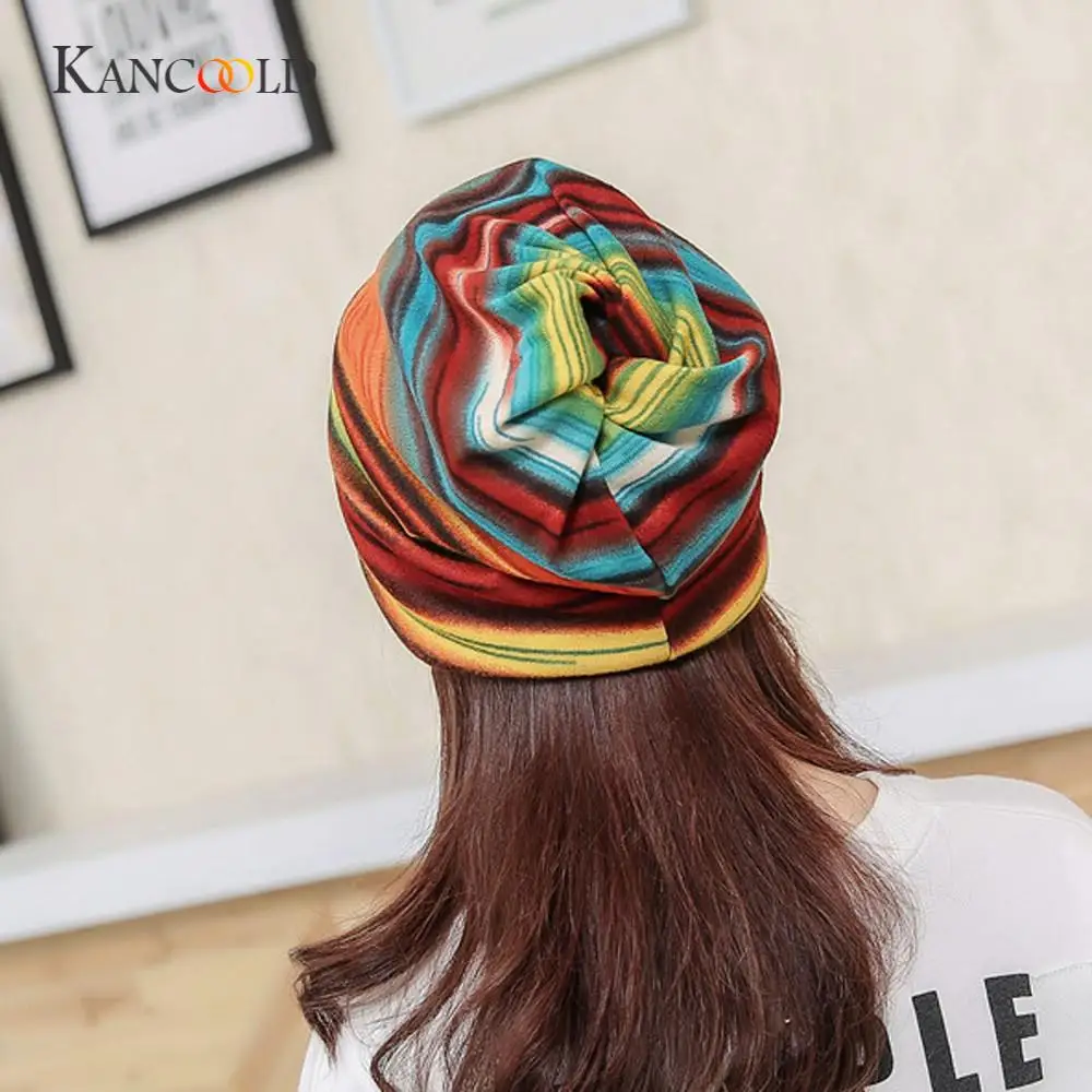 

KANCOOLD cap hatsune miku Women Stripe Hat bucket hat Ruffle Cancer Hat Beanie Scarf Collar Turban Head Wrap Cap PFET6