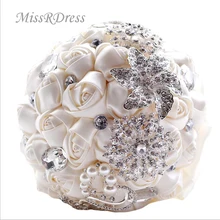 MissRDress Искусственные Свадебные букеты горный хрусталь шелковый букет невесты кристалл красная роза Свадебный холдинг цветы для свадьбы JK315