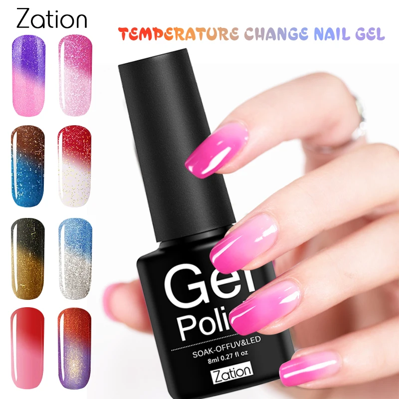 

Zation Soak-Off Thermal UV Gel Hybrid Lacquer Temperature Changing Gel Nail Polish Set for Manicure Chameleon Gel Varnish Art