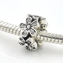 Серебряные бусины 925 пробы DAZZLING Daisies Шарм шарик Подходит для Pandora талисманы браслет DIY ювелирных изделий