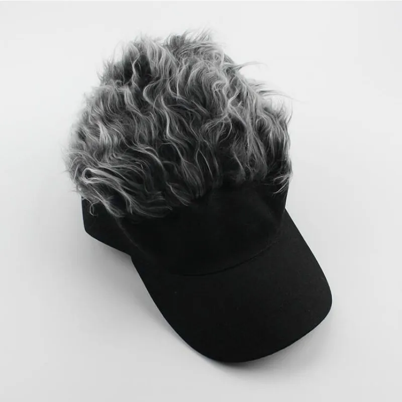 Забавный парик Бейсбол кепки для мужчин регулируемый Искусственный Мех Snapback Hat Мода поддельные чутье волос изогнутые Мужская кепка Casquette