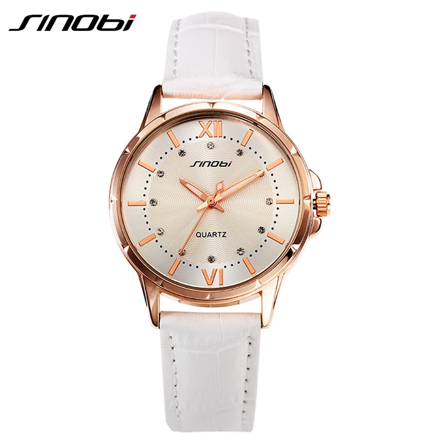 

SINOBI Brand Woman Watches 2019 Leather Strap High Quality Ladies Designer Watches Luxury Watch Women Quartz Female Wristwatches