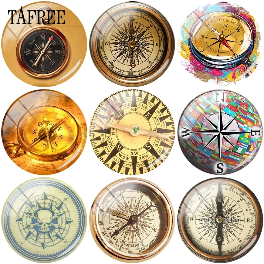 

TAFREE Retro Style Round Box & Needle Size 25mm Glass Beads Cabochon Cameo Pendant Jewelry Findings