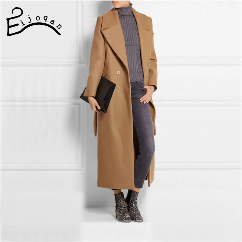 Casaco feminino 2018 UK Vrouwen Plus size Herfst Winter Cassic Eenvoudige Wollen Maxi Lange Jas Vrouwelijke Gewaad Bovenkleding manteau femme