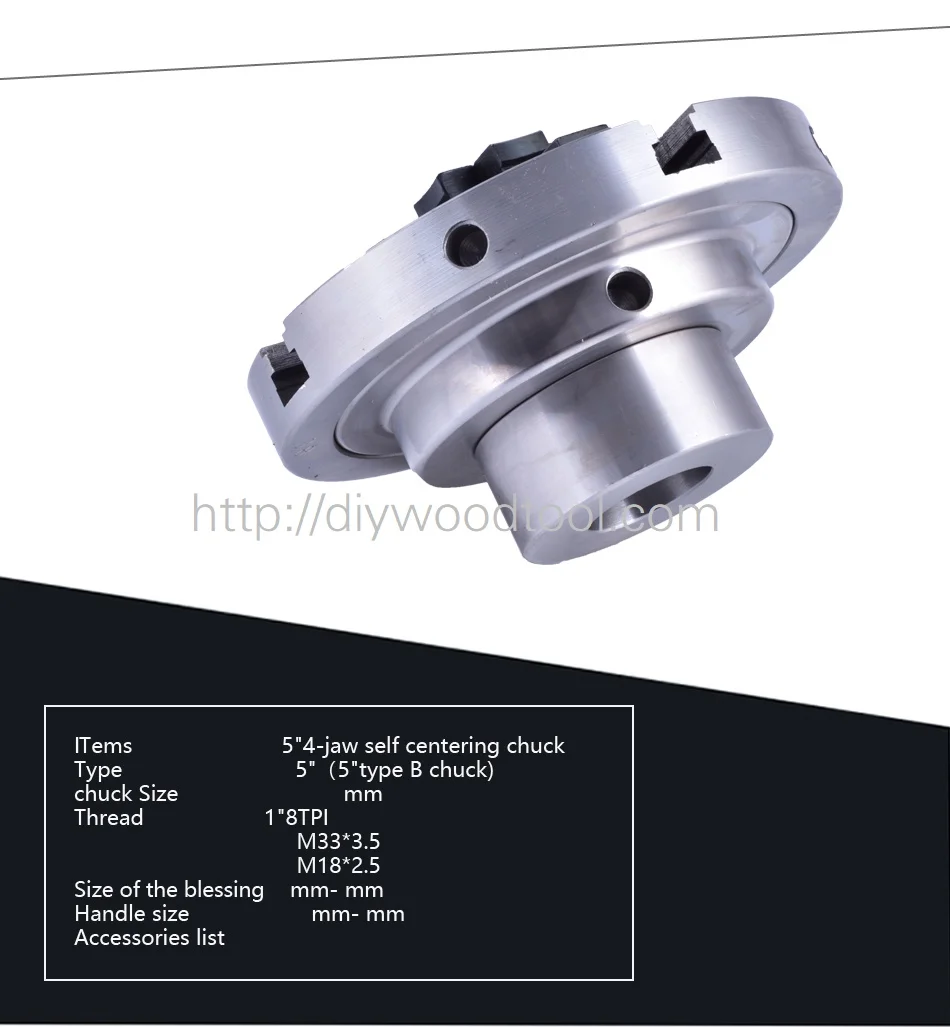 5" / 125mm 4-Jaw Wood Lathe Chuck,5inch 4 jaw self centering chuck Wood Turning Chuck,mini lathe woodworking chucks,machine tool