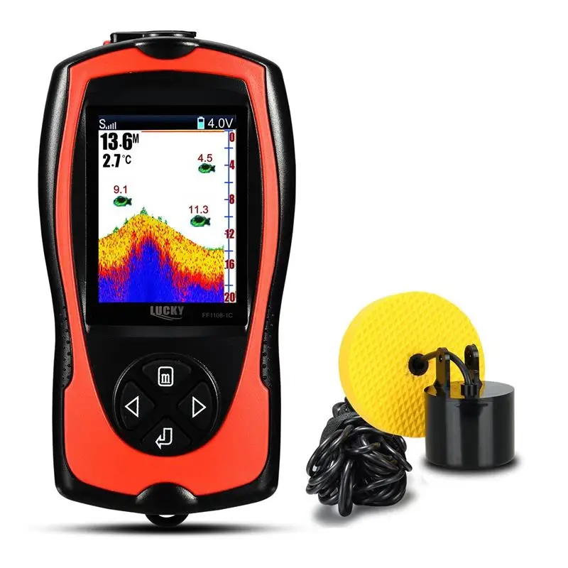 

ABLD-FF1108-1& FF1108-1CT Portable Fish Finder Depth Sonar Sounder Alarm Waterproof Fishfinder sonar fish(FF1108-1CT),US Plug