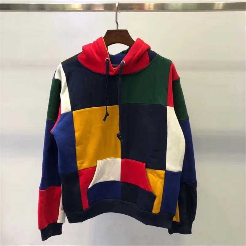 

17FW Patchwork Hooded Hoodie Men Women 1:1 High Quality Pullover