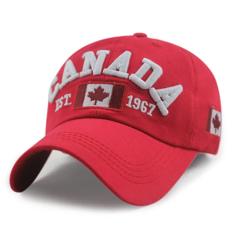 Новое поступление хлопок Gorras шапка Канада Флаг Канады бейсболка настраиваемые мужские бейсболки бренд для взрослых - Цвет: Красный
