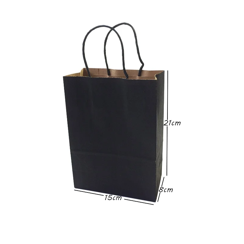 10 Pcs/lot Gift Bags With Handles function High-end Black Paper Versatile 6 Size Recyclable Environmental Protection Bag - Цвет: 21x15x8