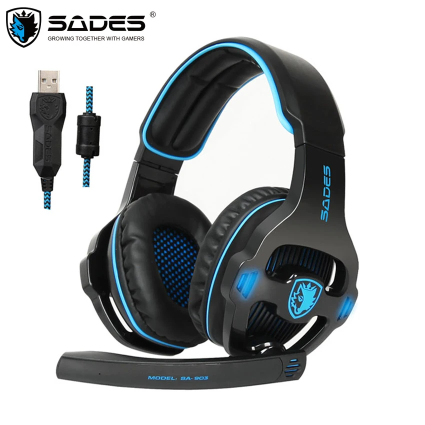 SADES SA 903 PC игровая стереогарнитура с микрофоном 7 1 объемный звук USB проводные