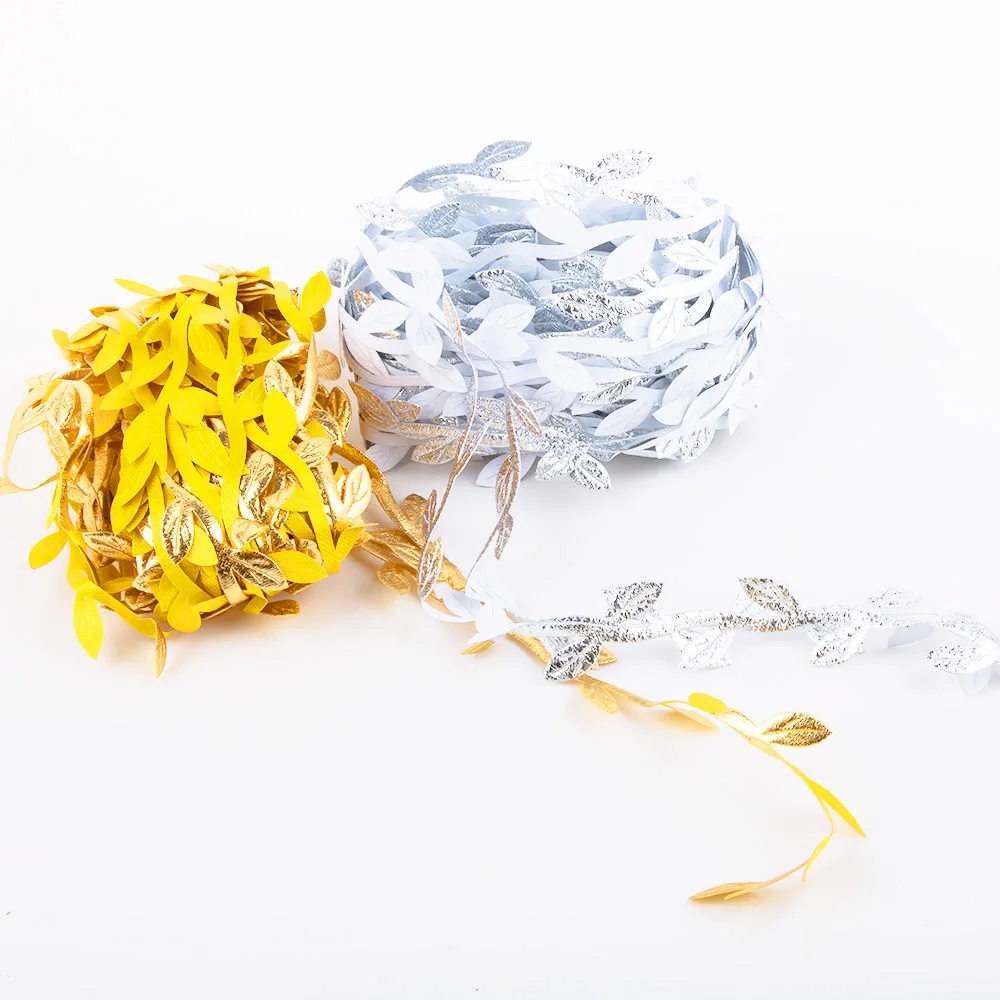 

20m 1roll Artificial Silk Silver Gold Nature Leaves Vine Flower Garland Wedding/Party String Ornament Craft Foliage Decoration