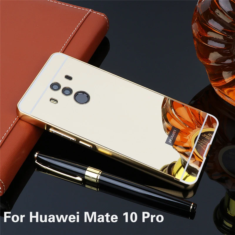 

Mirror PC Back Cover Cases For Huawei Mate 10 Pro Anti-knock Protection Case Plating Aluminum Metal Frame