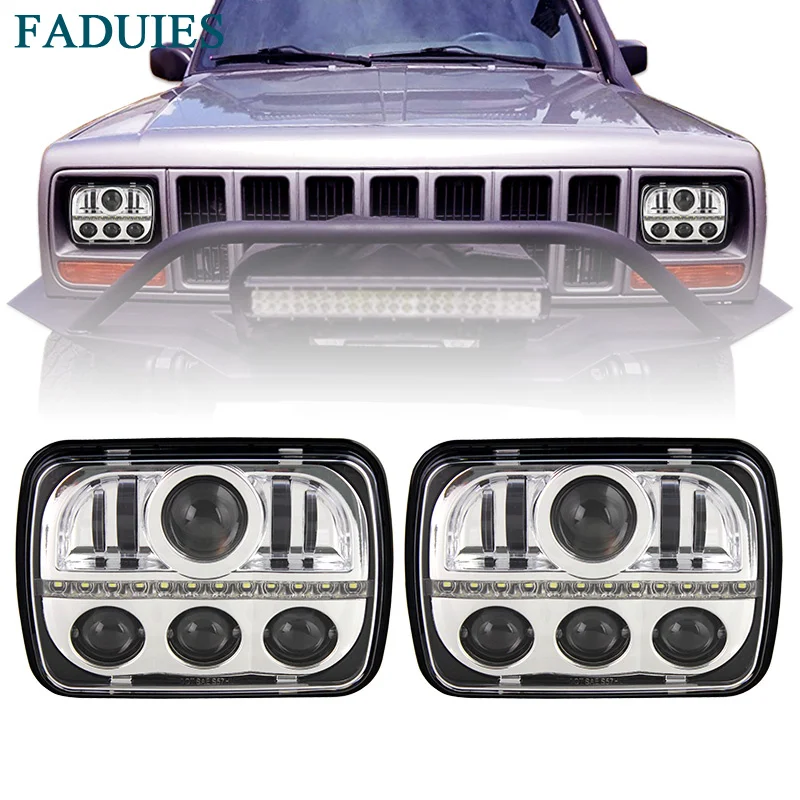 FADUIES 80 Вт 5 ''x 7'' 7 ''x 6'' светодиодные фары с DRL для Jeep Wrangler YJ Cherokee XJ H6054 H5054 H6054LL 69822 6052 6053 черный