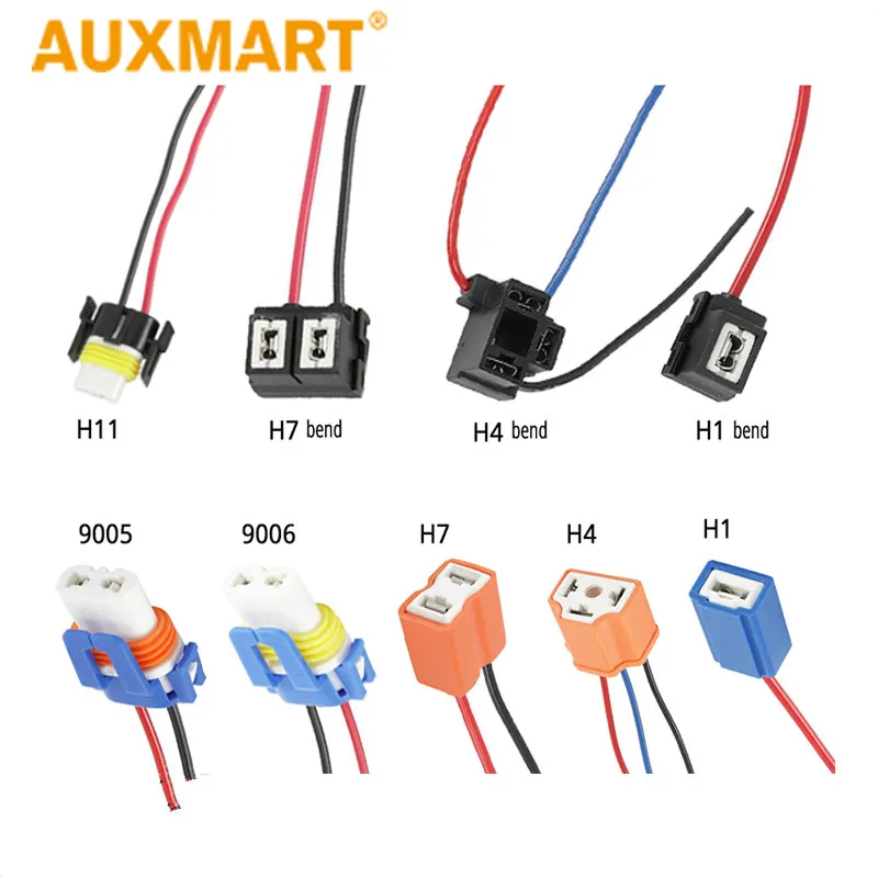 Auxmart 2 шт. H1 H4 H7 H11 HB3 Автомобильный светодиодный фонарь керамический держатель лампы удлинитель автомобильный провод адаптер разъем лампы подключения