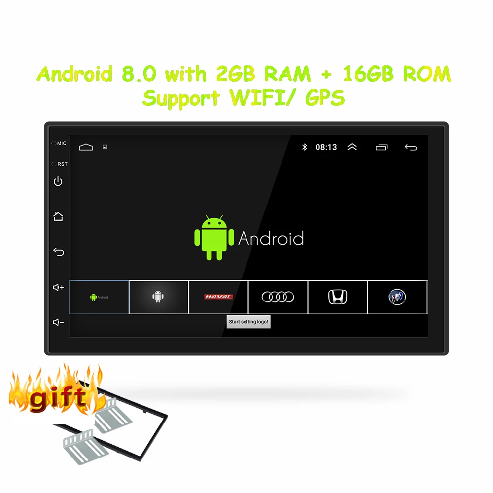 Android 8,0 Универсальное автомобильное радио 2 din автомобильное радио gps android 2 Гб ОЗУ+ 16 Гб ПЗУ dvd-плеер gps навигация wifi Bluetooth MP5 плеер - Цвет: radio with frame