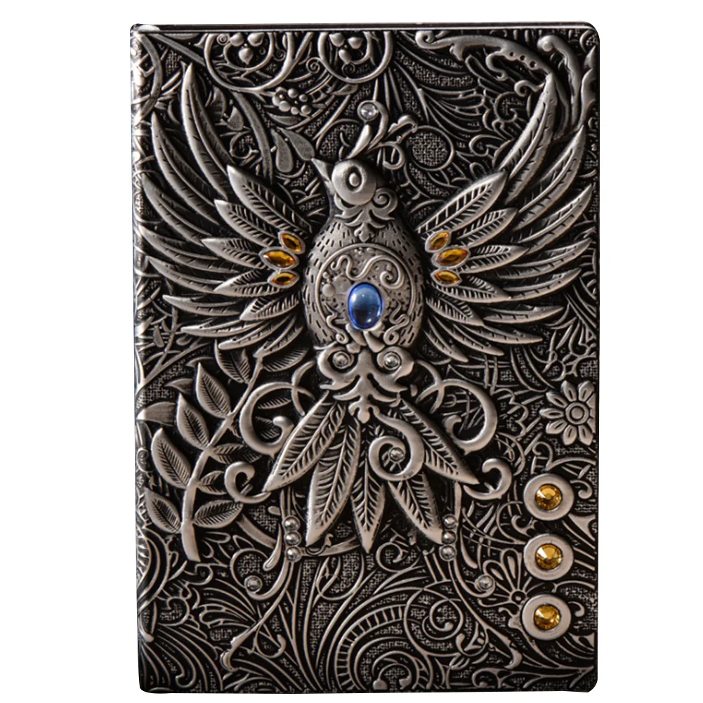 

Travel PU Cover Phoenix Hardcover Home Diary School Journal Handcraft Retro Notebook Writing Pads Embossed Gift