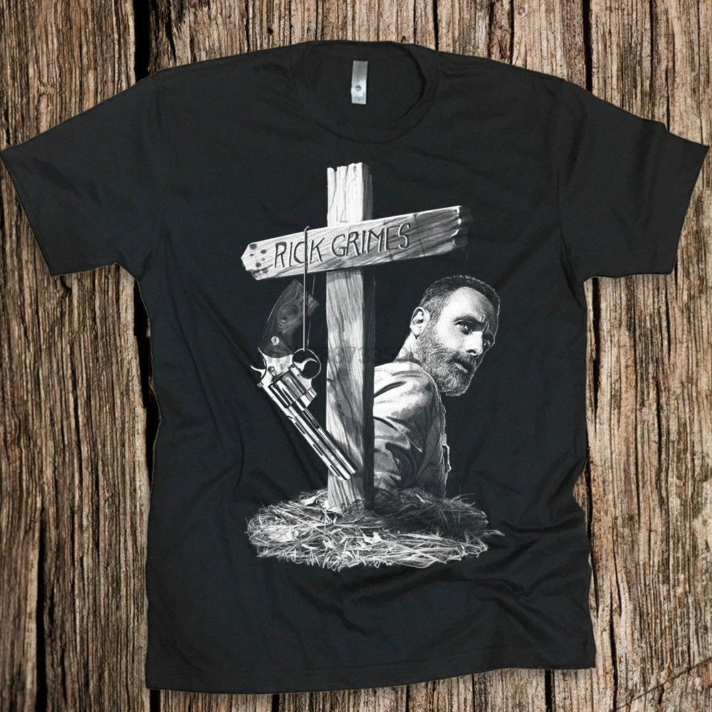 

RIP Rick Grimes Cross T-shirt The Walking Dead Shirt TWD Graphic Tee AMC CORAL Cool Casual pride t shirt men Unisex New