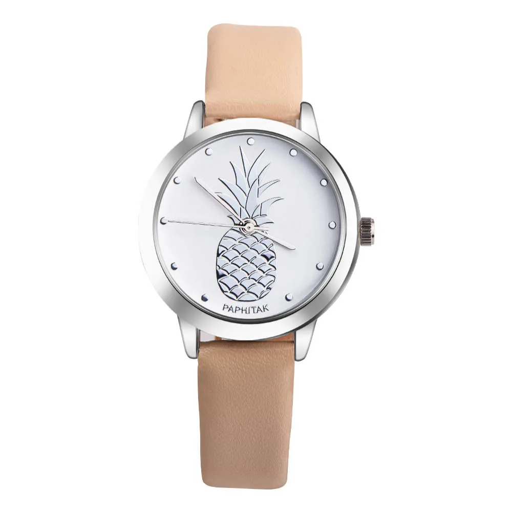 

Womens Pineapple Faux Leather Analog Quartz Watch Female Clock 2017