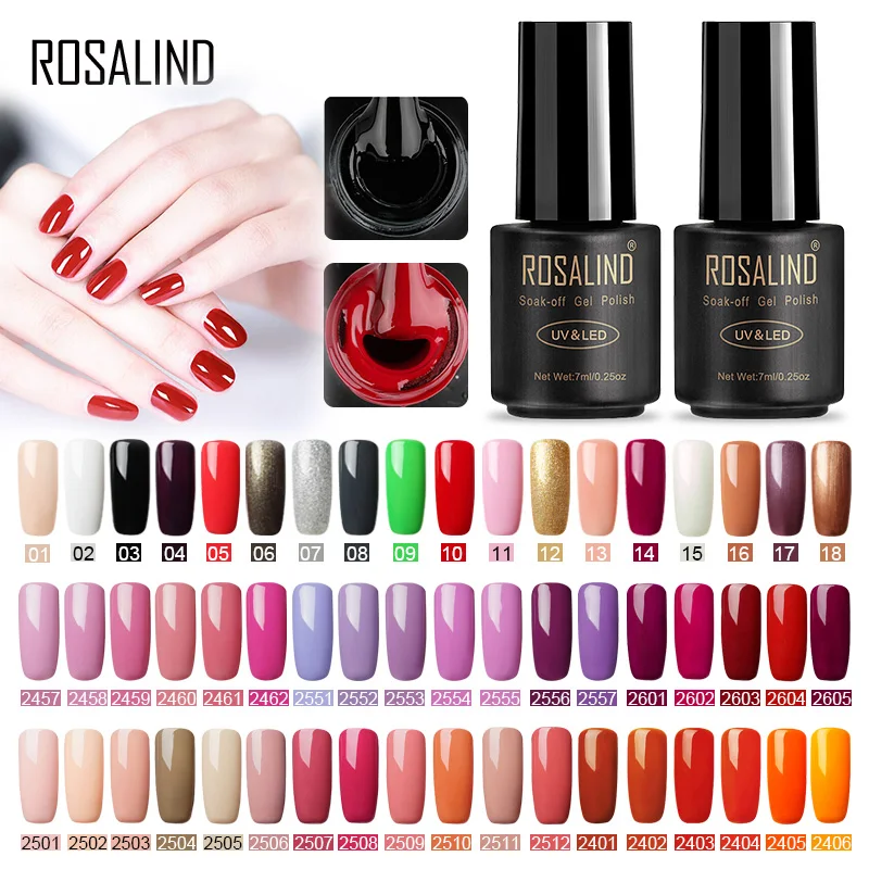  ROSALIND Nail Gel Polish Set For Gel Varnishes 7ML Fresh Colors Nails Semi Permanent UV manicure fo