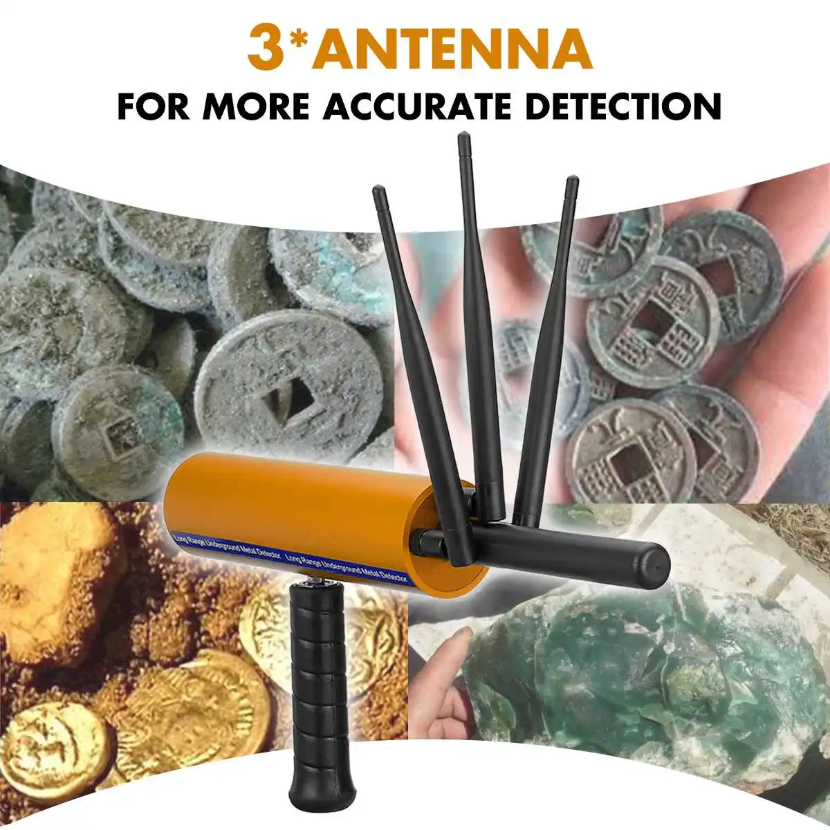 

New Arrival 2019 AKS Metal Detector Professtional Underground Handhold Metal/Gold/Gems 3Antenna 1200m Long Range Diamond Finder