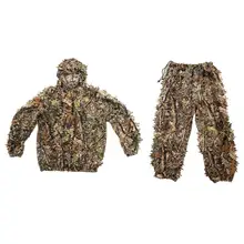 Камуфляжная одежда для охоты, открытый Костюм Под джунгли CS, тренировочная одежда с листьями, камуфляжные 3D брюки, рубашка, куртка с капюшоном для PUBG