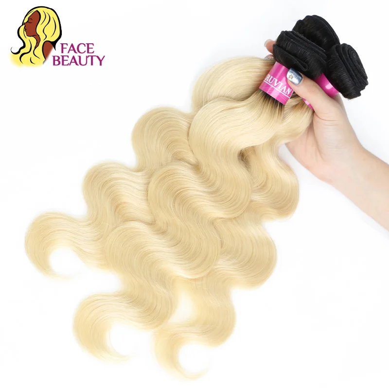 

Facebeaut 1B 613 Peruvian Body Wave Human Hair Bundle 1/3/4 Pcs Lot Ombre Blonde Color Hair Weave Remy 8 - 28 Inch Free Shipping