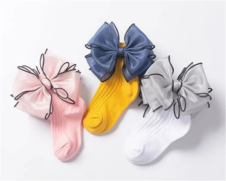 Короткие носки для новорожденных, зимние кружевные носки с бантом для девочек, хлопковые носки принцессы для девочек, модная детская одежда для девочек 1, 2, 3, 4, 5, 6, 7, 8 лет