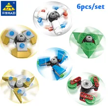 kazi 6pcs/Set DIY Finger Spinner Buildable Building Blocks Spiner Plastic Hand Toy Rotating Beblade For Kids Adult Anti Stress xiaomi mitu building blocks finger fidget anti stress toy