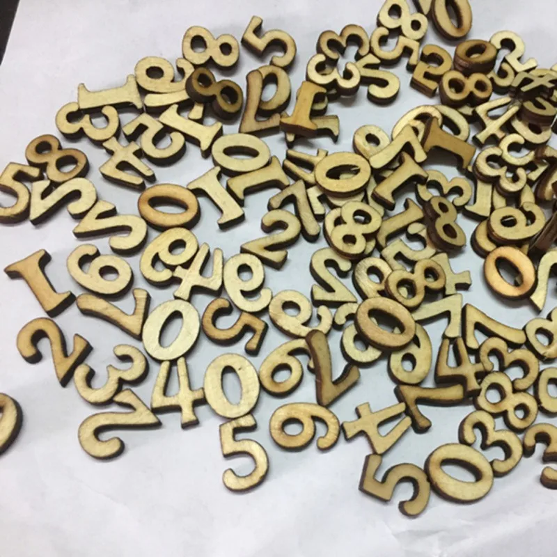 100pcs Figure DIY Mixed Rustic 1-100 Wooden Love Heart Wedding Table Scatter Decoration Craft Accessories New Arrival