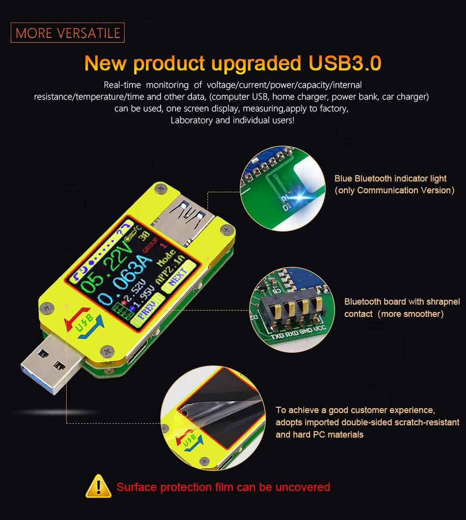 UM34/UM34C UM24/UM24C UM25/UM25C Цвет ЖК-дисплей Дисплей USB Напряжение тестер Измеритель величины тока аккумулятор вольтметра зарядки измерения