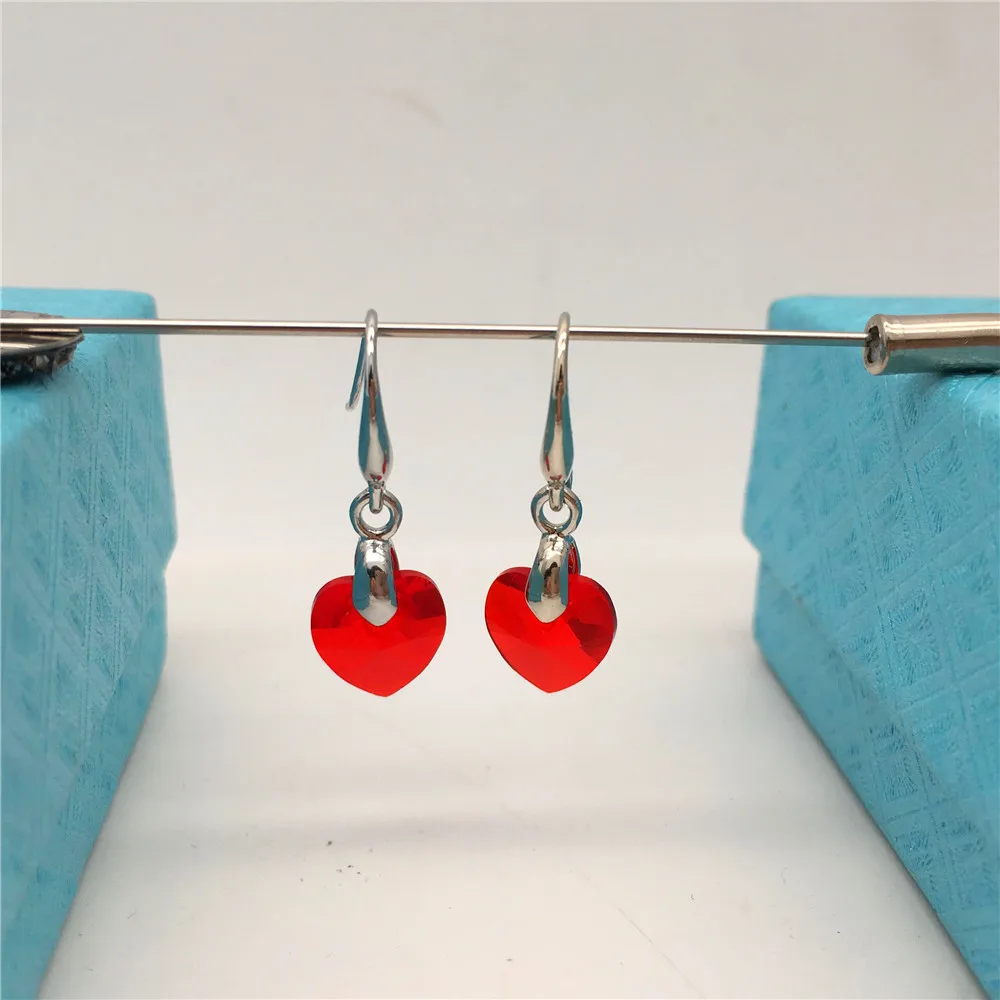 Swarovski crystal heart earrings-227 red