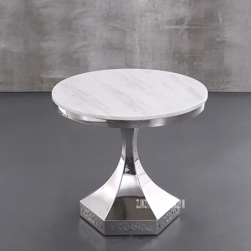 60 см Классический Современный Мрамор Топ Чай Таблица Приём T Форма круглый Кофе центр стол обеденный стол из нержавеющей стали стойки