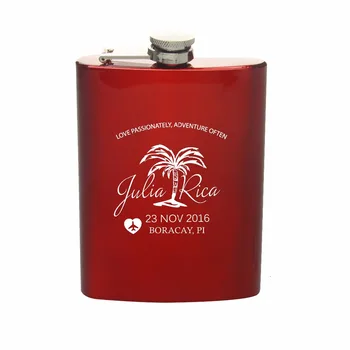 

50pcs Personalized logo for Wedding memorial , bride and bridegroom name and date show on the 6oz stainless steel hip flask