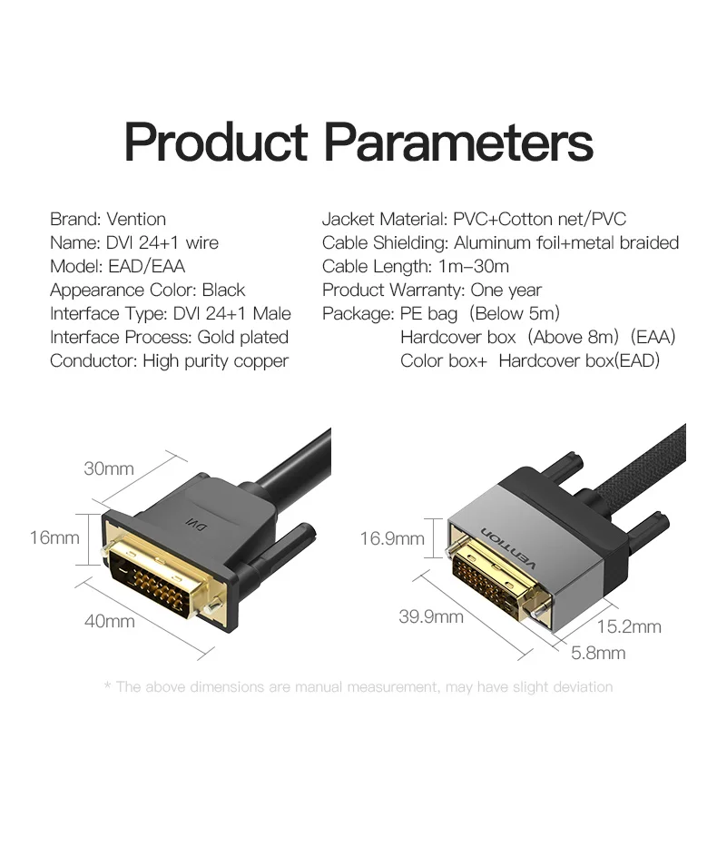 Vention DVI кабель DVI D 24+ 1 кабель DVI к DVI кабель папа-папа видео кабель 3 м/1 м/2 м/для компьютера проектор ноутбук ТВ монитор