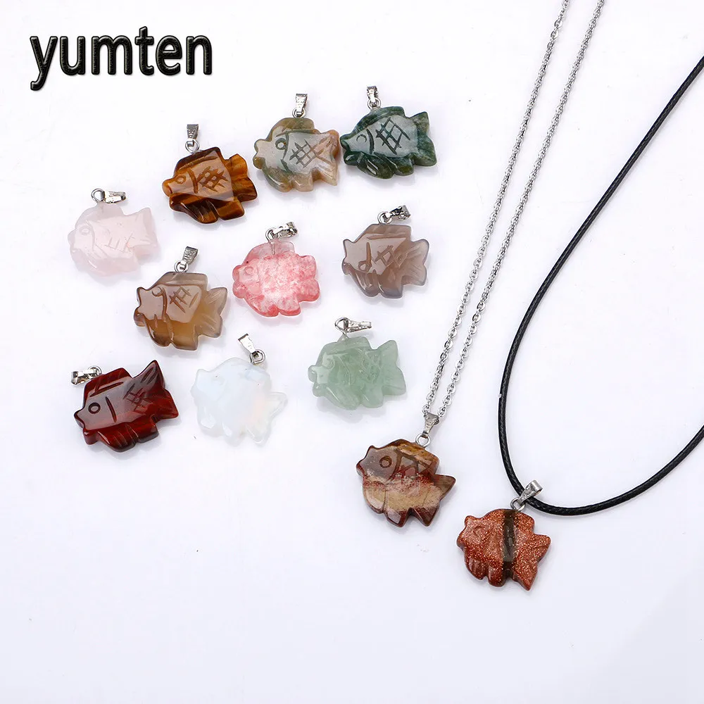 

Yumten Pendant Set Necklace Multi Materiallot Crystal Agate Men Jewelry Women Quartz Stainless Citrine Druzy And Shells Collier