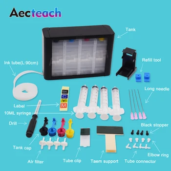 

Aecteach Continuous Ink Supply System For HP 21 22 27 28 121 122 123 300 301 302 304 650 652 662 60 61 62 63 xl Ink Cartridge