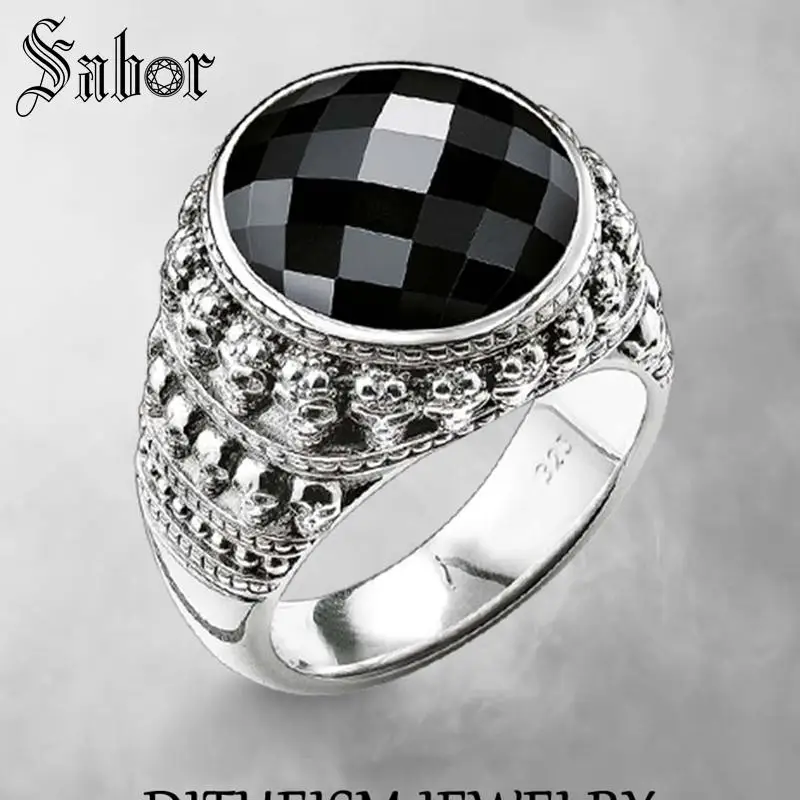 

Ring Black Oval CZ Skull Skeleton 2019 New Fashion Jewelry 925 Sterling Silver Punk Party for Women Men Boy Girls Lover thomas