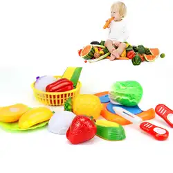12 шт. набор детей Кухня игрушка Пластик фрукты овощи Еда резки разыгрывает спектакли раннего образования детские игрушки подарки-17
