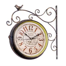 Double Sided Wall Clock Vintage Saat Wrought Iron Wall Clock Horloge Murale Digital Watch Clocks Relogio