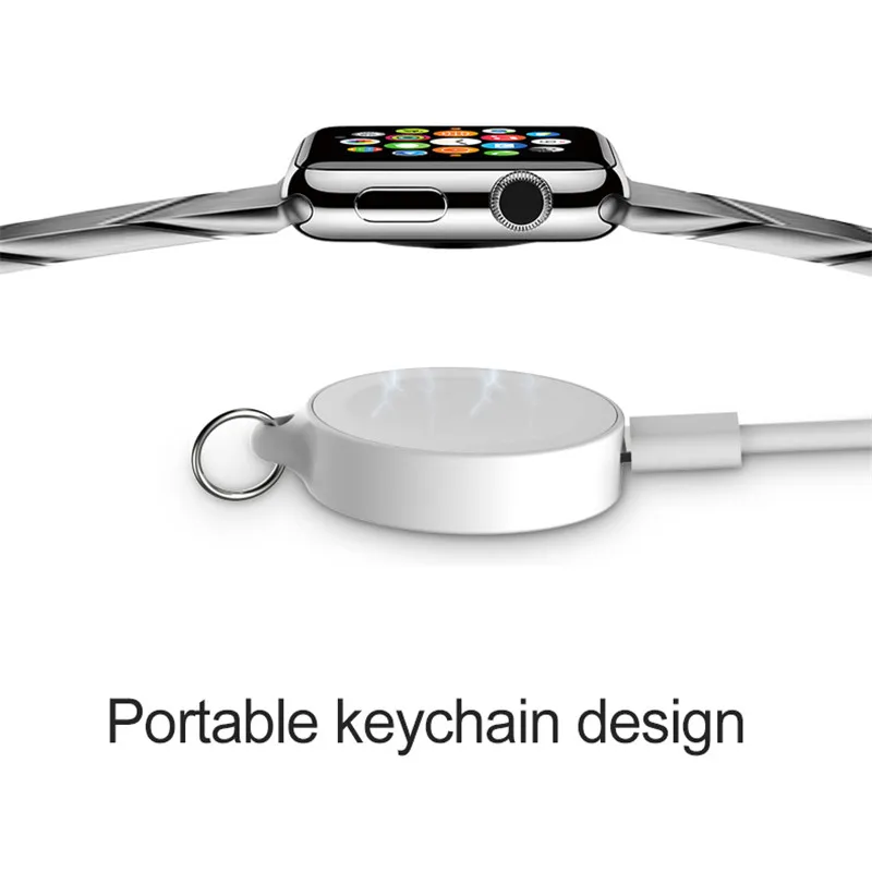 Портативное магнитное Беспроводное зарядное устройство для Apple Watch 1, 2, 3, 4, Индукционная Usb зарядка для Apple Watch с брелоком