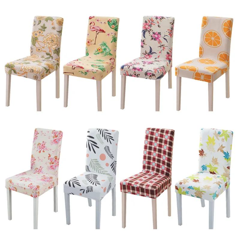 Чехлы на стулья с цветочным принтом, спандекс, Эластичный чехол на стул для столовой, универсальный чехол на стул для кухни, свадьбы, банкета