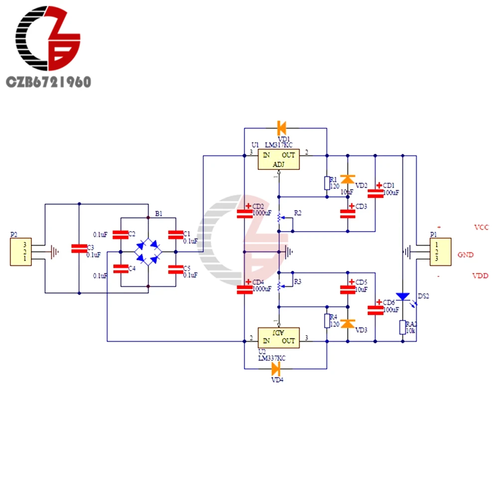 LM317 LM337 Регулируемая фильтрация питания наборы DIY AC/DC регулятор напряжения