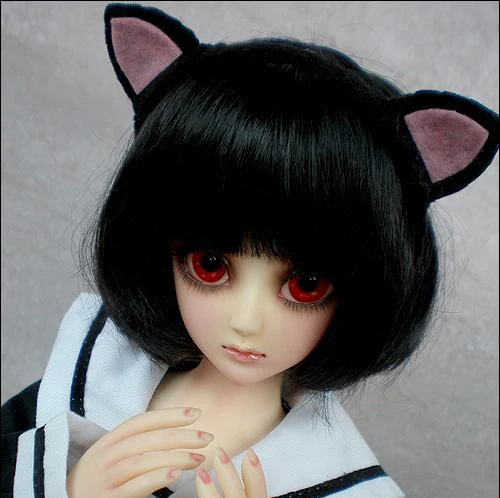 

D01-P091 children handmade toy 1/3 1/4 Doll Accessories BJD/SD doll Black powder cat ear band headdress 1pcs