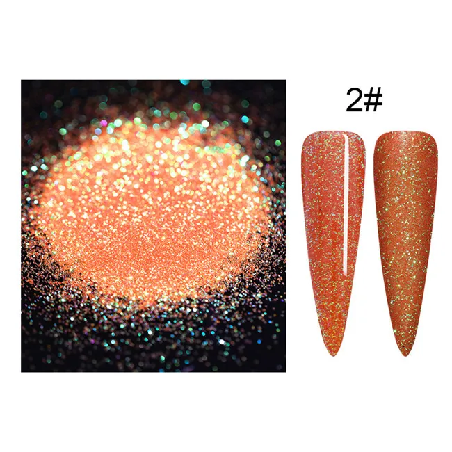 Голографический блестящий для ногтей порошок блестящая Лазерная пигмент для ногтей порошок пыль дизайн ногтей украшения DIY 12 цветов Маникюр УФ гель - Цвет: 2