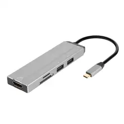 6 в 1 устройство для чтения карт USB C концентратор HDMI адаптер видео в формате 4 K с Тип-C Мощность доставки SD/TF Card Reader устройство чтения карт USB 3,0
