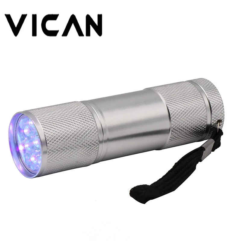 Vican 395nm мини 9 светодио дный Светодиодный УФ фонарик фиолетовый свет для Blacklight Невидимый/чернила Маркер Checker (2 части)