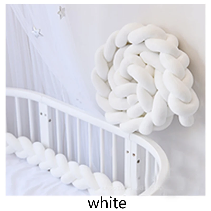

300cm Baby Bed Bumper Four Ply Knot Handmade Long Knotted Braid Weaving Plush Baby Protector Crib Infant Knot Pillow Room Decor